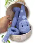 Baby Dino Stacking Toy Amigurumi Pattern step 2 - assembly progress