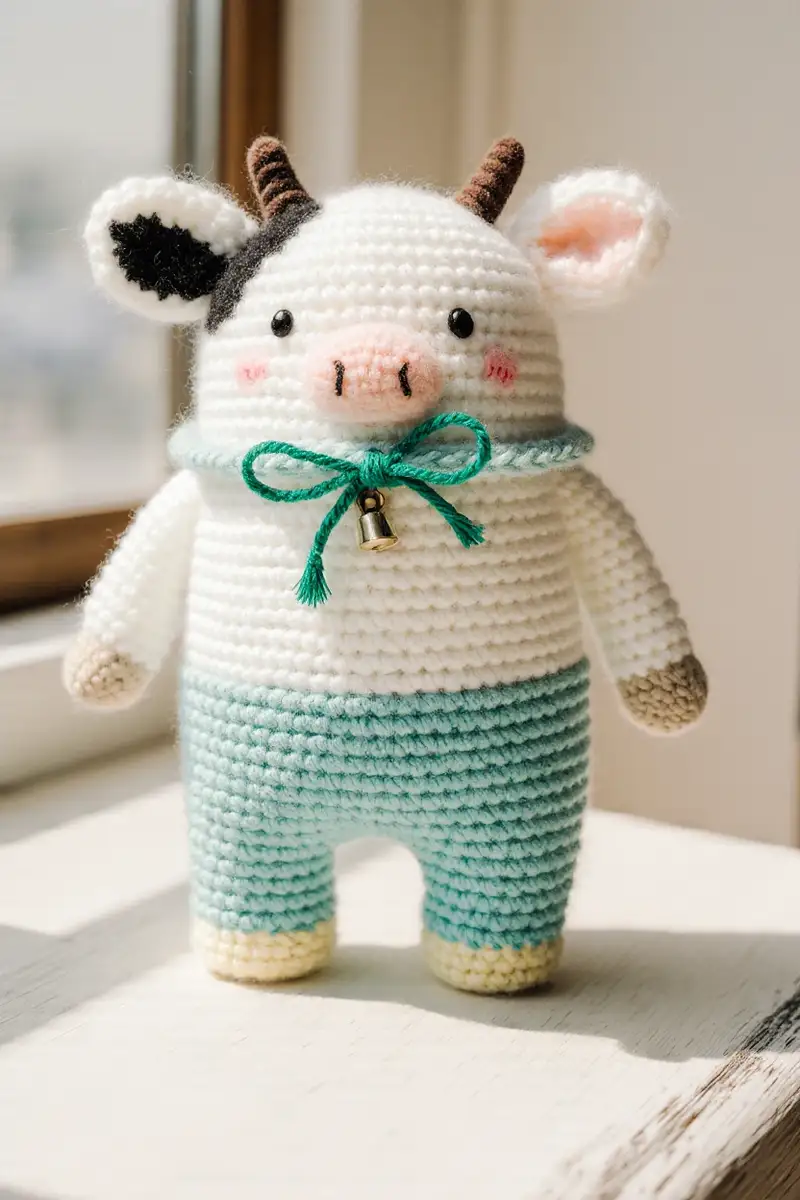 Complimentary Intermediate crochet pattern: Mini Milk Cow Amigurumi Pattern - Simple to follow guide
