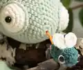 Chameleon Conrad Musical Toy Amigurumi Pattern step 2 - assembly progress