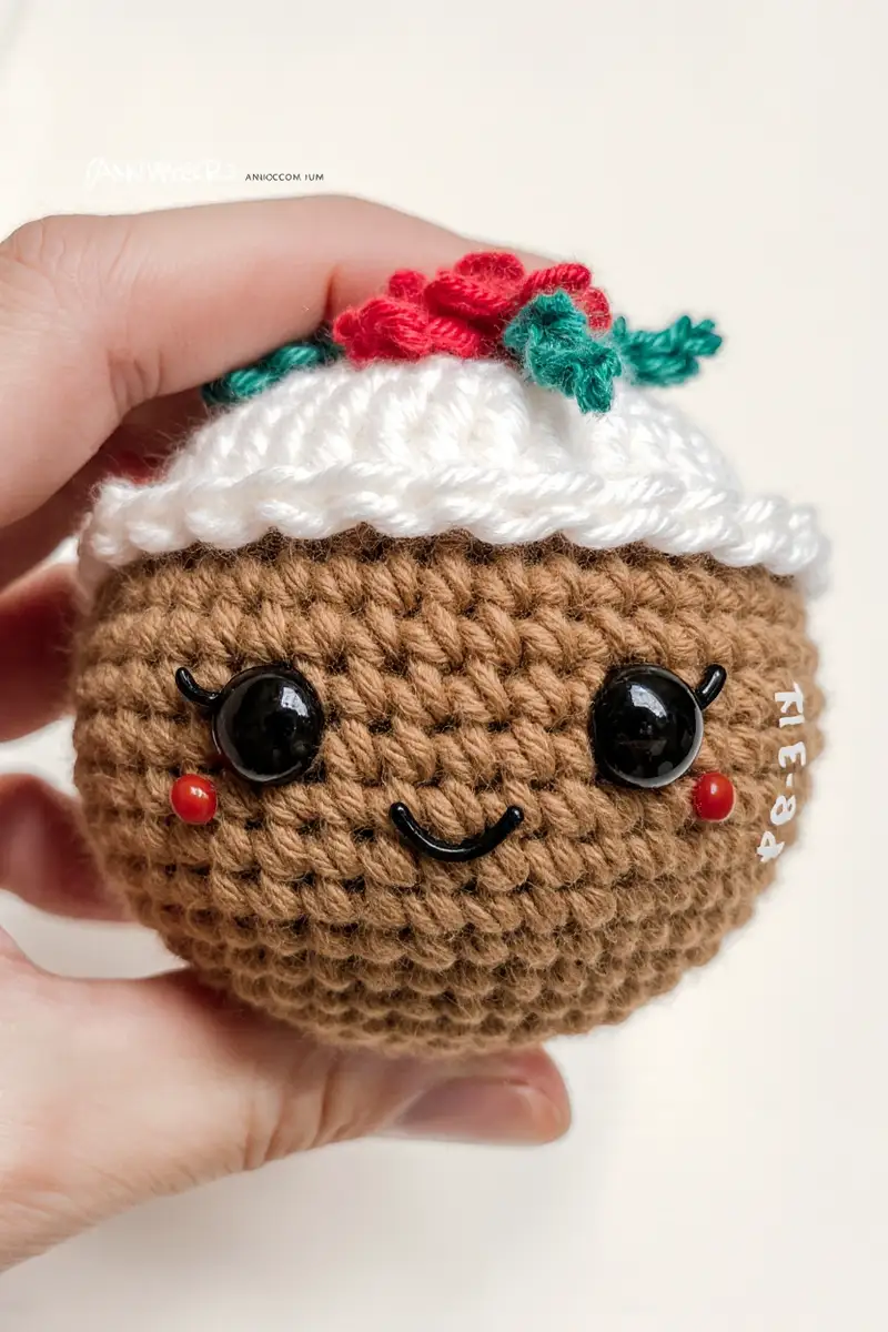 Complimentary Intermediate crochet pattern: Christmas Pudding Amigurumi Pattern - Simple to follow guide