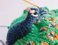 Peacock Amigurumi Pattern step 2 - assembly progress