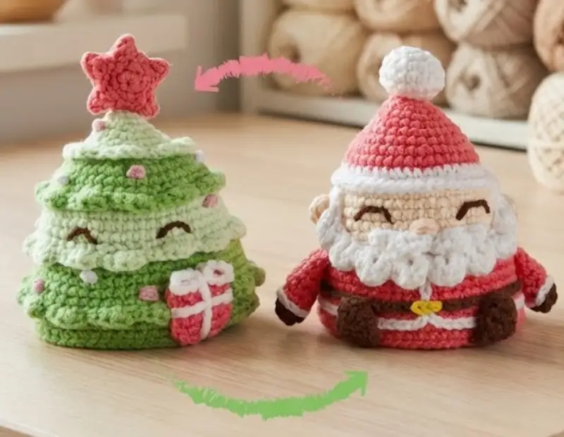 Complimentary Advanced crochet pattern: Reversible Christmas Amigurumi Pattern - Simple to follow guide