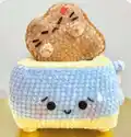 Kitty Toaster Crochet Pattern step 2 - assembly progress