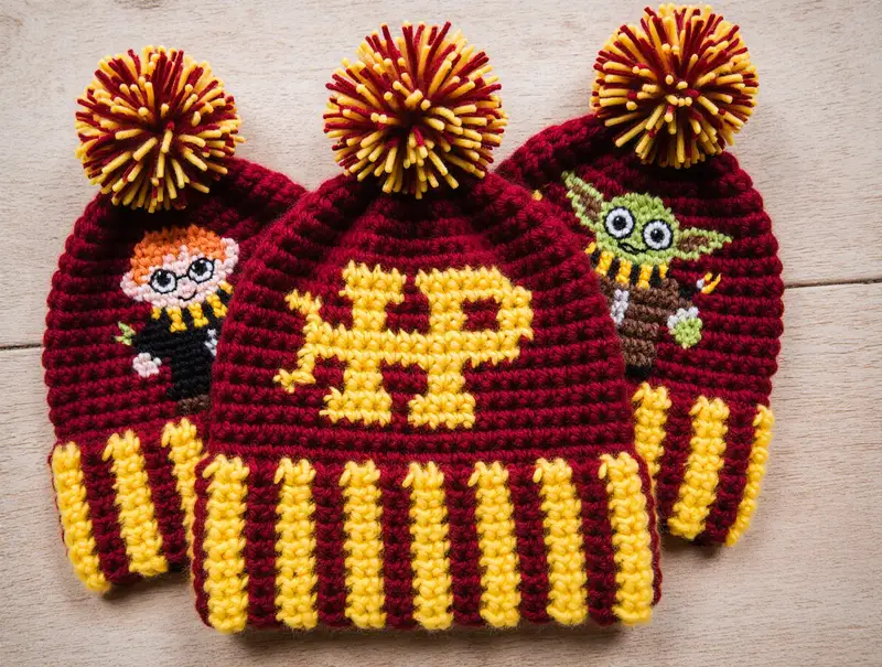 Complimentary Intermediate crochet pattern: Potter Head Beanies Crochet Pattern - Simple to follow guide