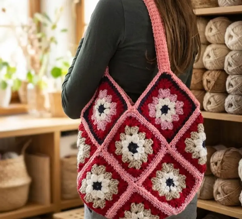 Complimentary Intermediate crochet pattern: Granny Square Purse Pattern - Simple to follow guide