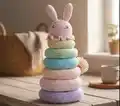 Rainbow Stacking Rings Bunny Amigurumi Pattern step 1 - construction progress