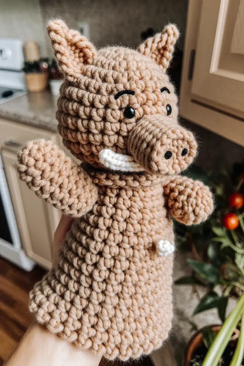 Complimentary Intermediate crochet pattern: Boar Hand Puppet Amigurumi Pattern - Simple to follow guide