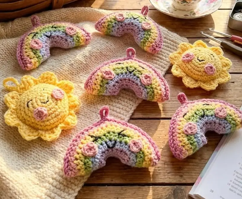 Complimentary Beginner Friendly crochet pattern: Sun & Rainbow Keychains Crochet Pattern - Simple to follow guide
