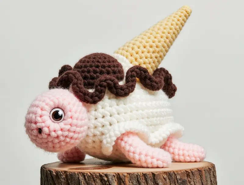 Complimentary Beginner Friendly crochet pattern: Ice Cream Turtle Amigurumi Pattern - Simple to follow guide