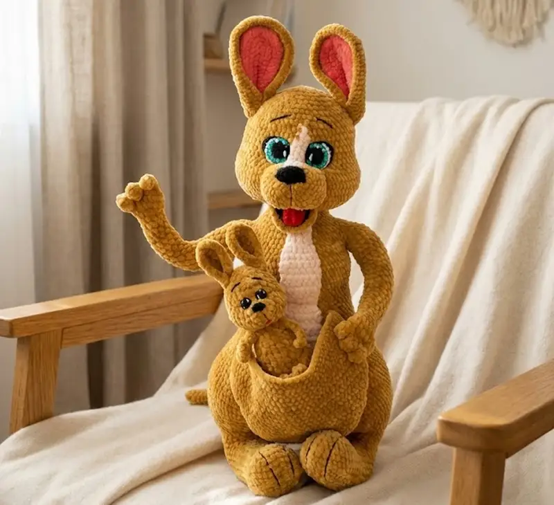Complimentary Advanced crochet pattern: Stuffed Kangaroo with Baby Amigurumi Pattern - Simple to follow guide
