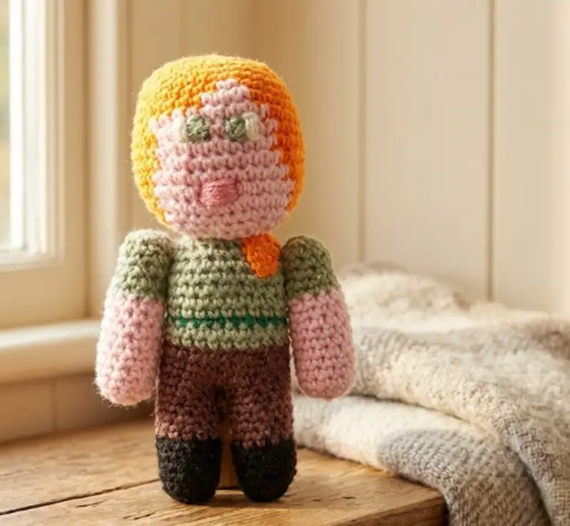 Complimentary Intermediate crochet pattern: Alex Minecraft Character Amigurumi Pattern - Simple to follow guide