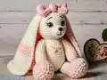 Bunny with Colorful Ears Amigurumi Pattern step 1 - construction progress