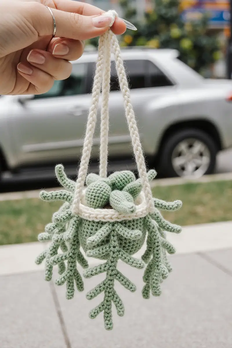 Complimentary Beginner Friendly crochet pattern: Fern Plant Car Hanging Crochet Pattern - Simple to follow guide