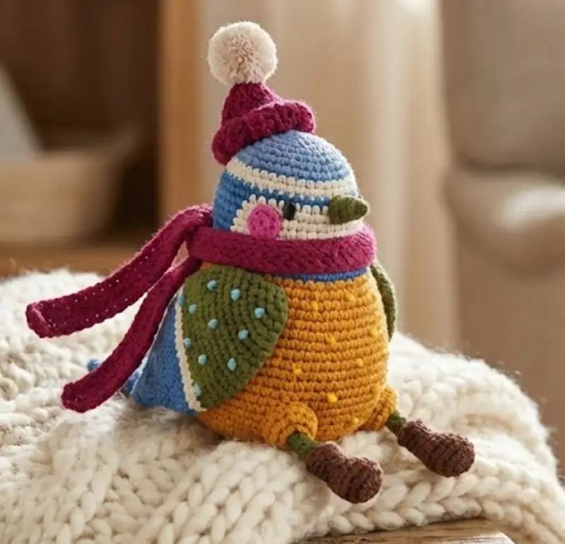 Complimentary Intermediate crochet pattern: Birds of Winter Chickadee Amigurumi Pattern - Simple to follow guide