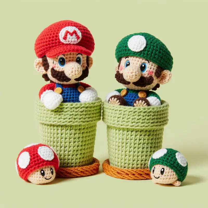 Complimentary Intermediate crochet pattern: Mario and Luigi Plumbers Amigurumi Pattern - Simple to follow guide
