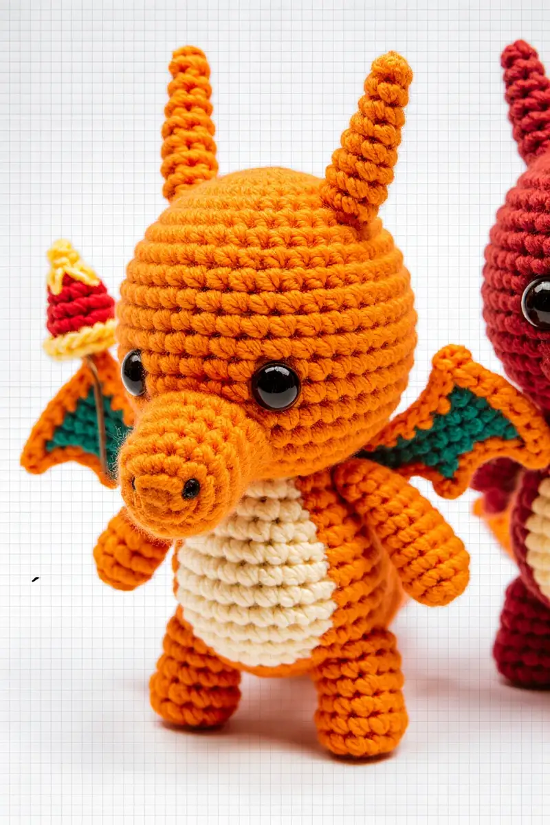 Complimentary Intermediate crochet pattern: Charmander Evolution Line Amigurumi Pattern - Simple to follow guide