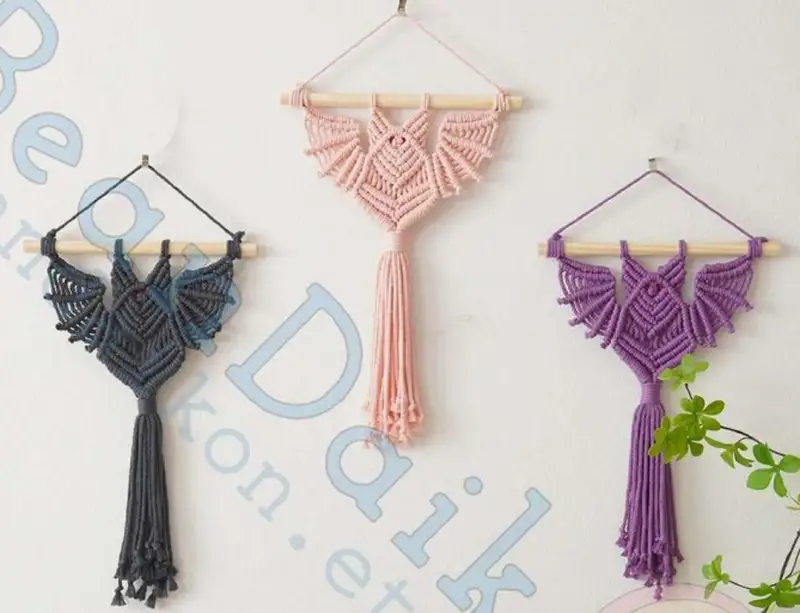 Complimentary Intermediate crochet pattern: Macrame Bat Wall Hanging Pattern - Simple to follow guide