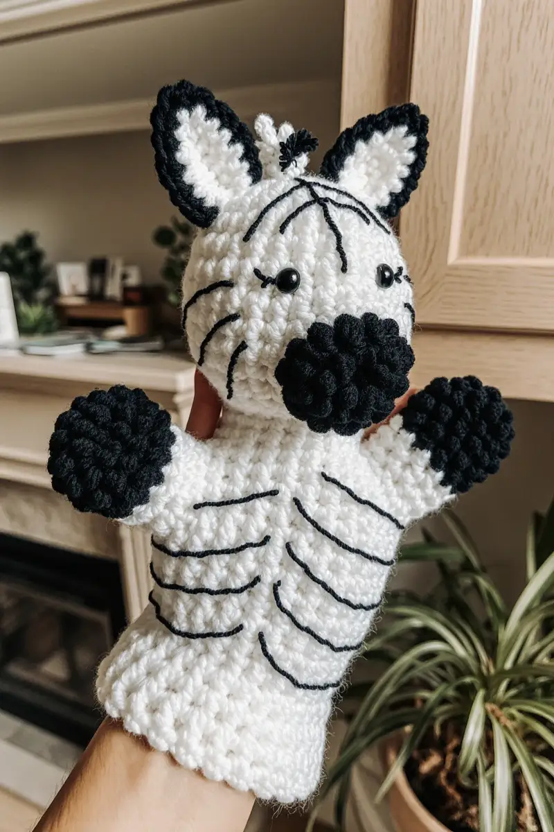 Complimentary Intermediate crochet pattern: Zebra Hand Puppet Amigurumi Pattern - Simple to follow guide