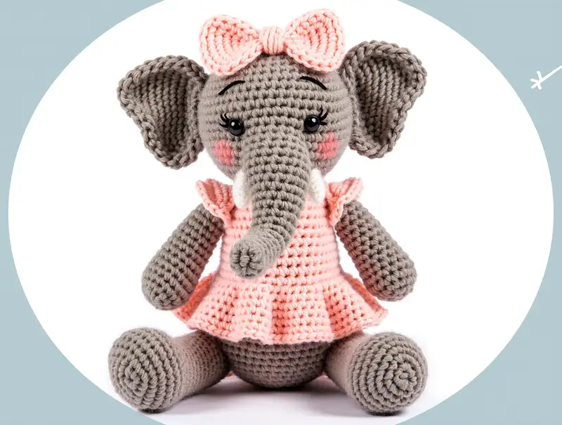 Complimentary Intermediate crochet pattern: Little Elephant Amigurumi Pattern - Simple to follow guide