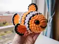 Nemo the Clown Fish Amigurumi Pattern step 1 - construction progress