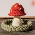 Mushroom Jewelry Holder Crochet Pattern step 2 - assembly progress