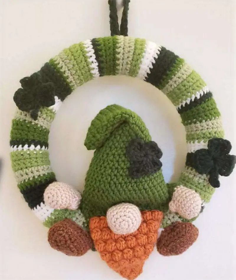 Complimentary Beginner Friendly crochet pattern: Lucky Gnome Wreath Crochet Pattern - Simple to follow guide