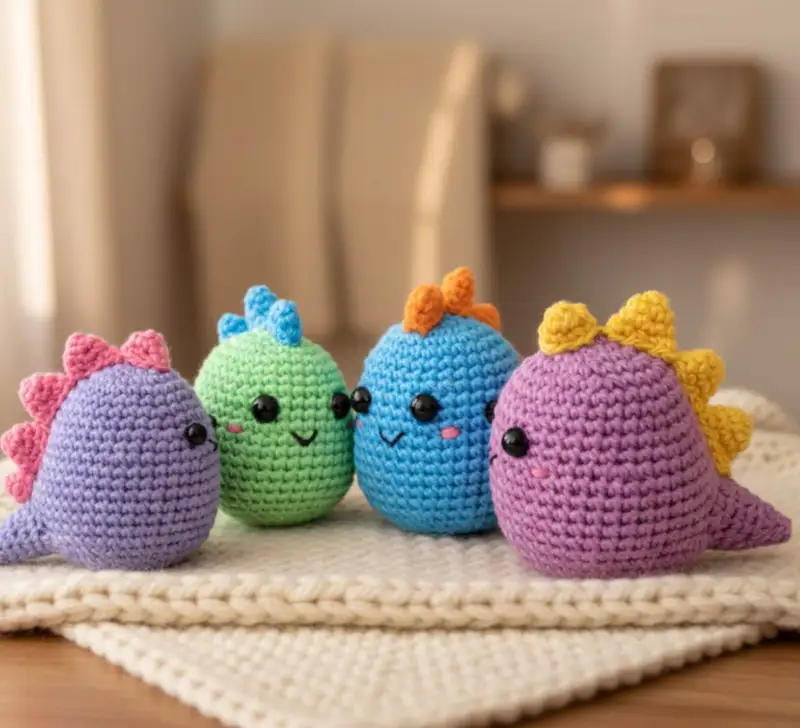 Complimentary Beginner Friendly crochet pattern: Colorful Mini Dino Amigurumi Pattern - Simple to follow guide