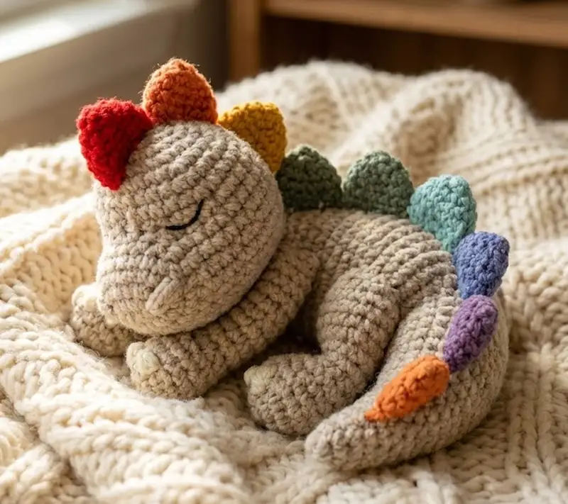 Complimentary Beginner Friendly crochet pattern: Sleepy Snuggle-saurus Rag Doll Amigurumi Pattern - Simple to follow guide