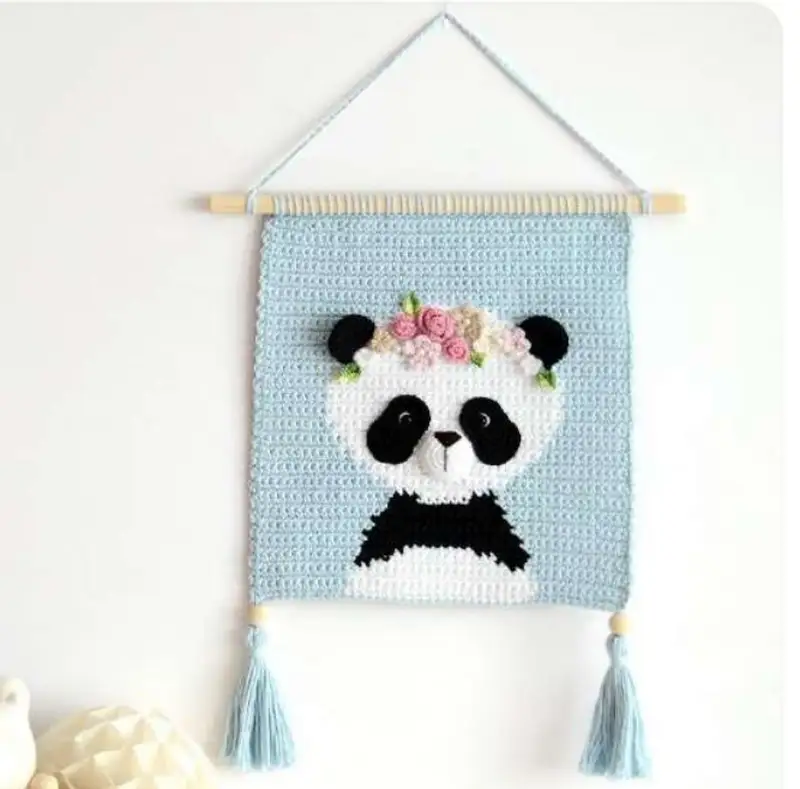 Complimentary Intermediate crochet pattern: Wall Hanging Panda Decor Pattern - Simple to follow guide