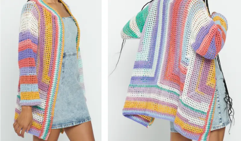 Complimentary Intermediate crochet pattern: Mitered Mesh Crochet Cardigan Pattern - Simple to follow guide