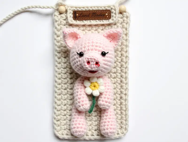 Complimentary Intermediate crochet pattern: Pig Phone Pouch Crochet Pattern - Simple to follow guide