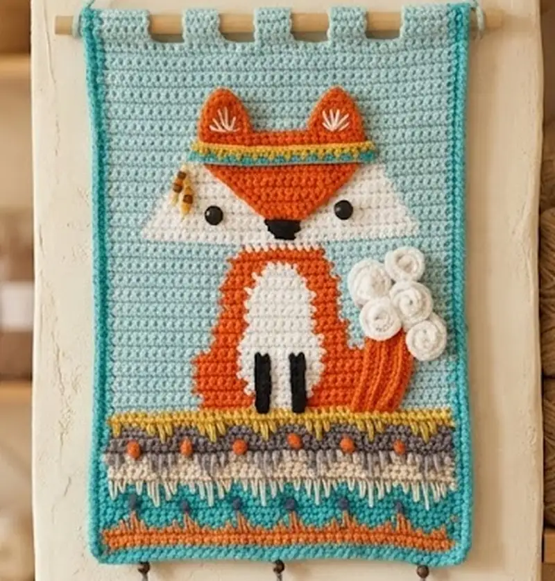 Complimentary Intermediate crochet pattern: Nordic Fox Wall Hanging Crochet Pattern - Simple to follow guide