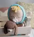Baby Security Blanket with Puppy Amigurumi Pattern step 2 - assembly progress