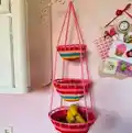 Colorful Kitchen Hanging Wall Baskets Crochet Pattern step 2 - assembly progress