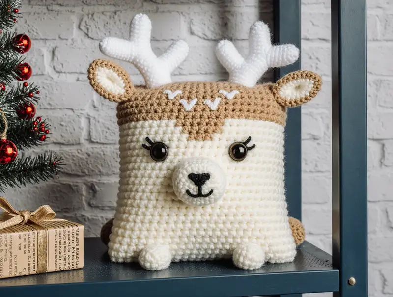 Complimentary Intermediate crochet pattern: Pillow Reindeer Crochet Pattern - Simple to follow guide