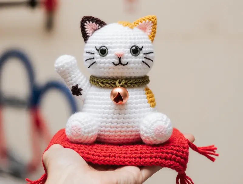 Complimentary Intermediate crochet pattern: Lucky Cat Amigurumi Pattern - Simple to follow guide