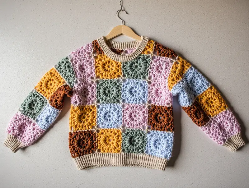 Complimentary Intermediate crochet pattern: Patchwork Sweater Crochet Pattern - Simple to follow guide