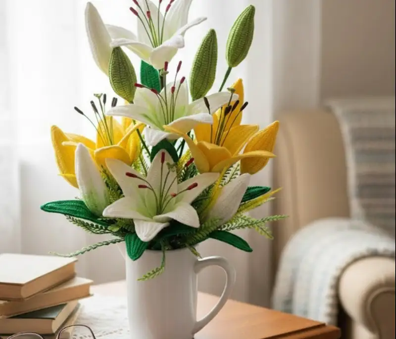 Complimentary Intermediate crochet pattern: Crochet Lily Flower Pattern - Simple to follow guide