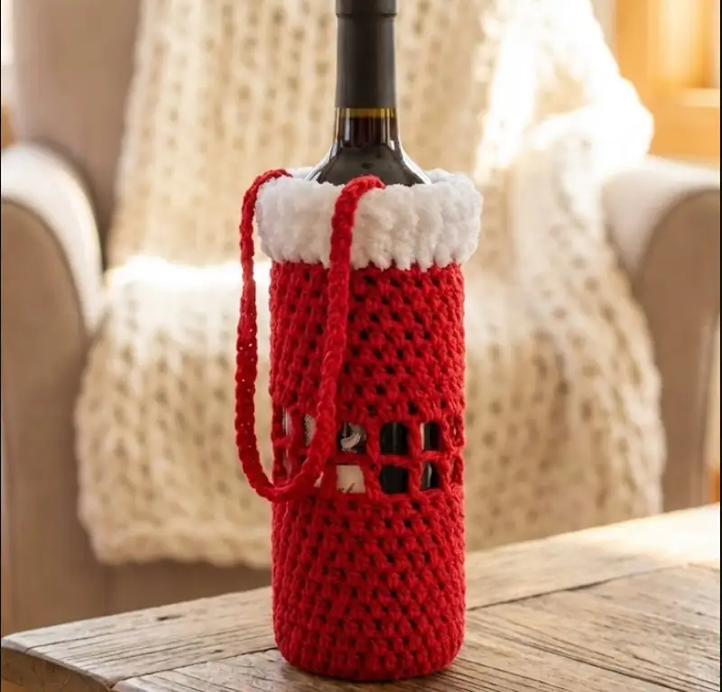 Complimentary Intermediate crochet pattern: Wine Tote Crochet Pattern - Simple to follow guide