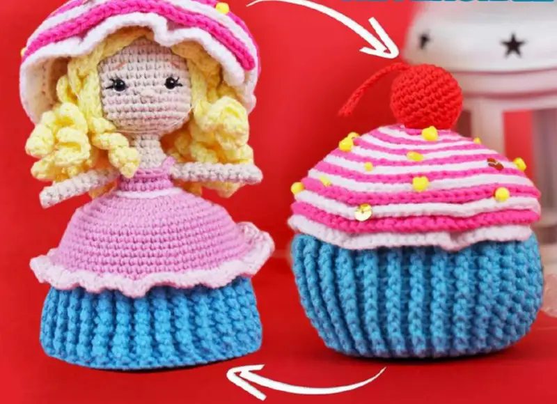 Complimentary Intermediate crochet pattern: Reversible Princess and Muffin Amigurumi Pattern - Simple to follow guide