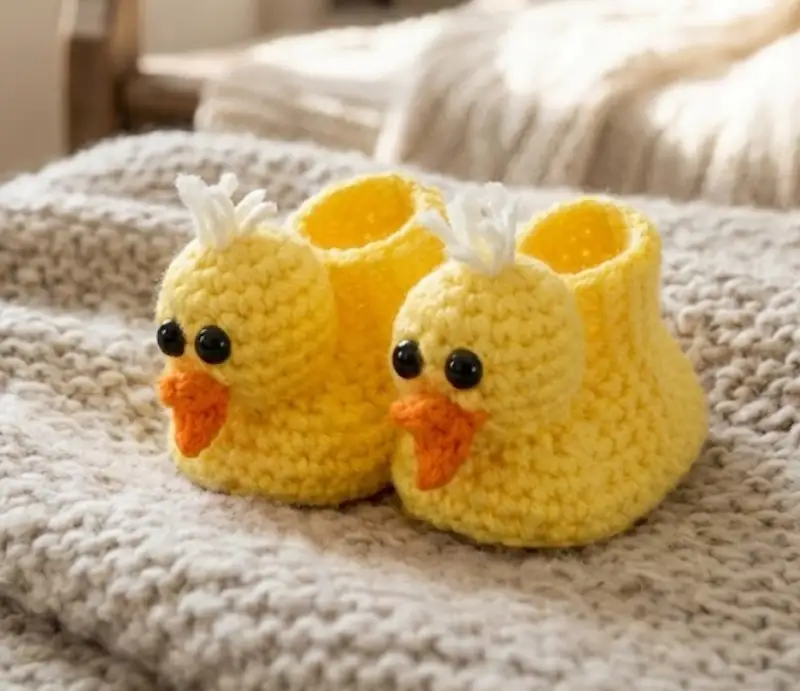 Complimentary Intermediate crochet pattern: Adorable Duck & Chick Baby Booties Crochet Pattern - Simple to follow guide