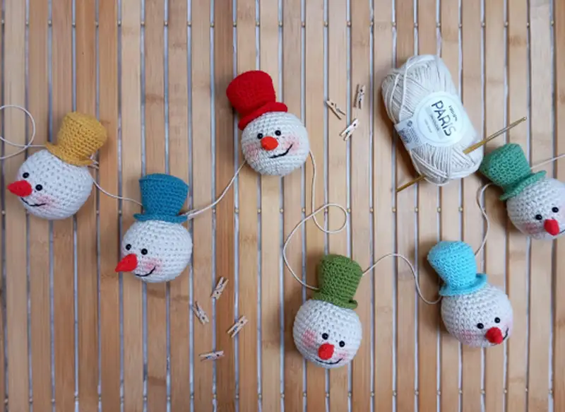 Complimentary Beginner Friendly crochet pattern: Christmas Snowman Ornaments Amigurumi Pattern - Simple to follow guide