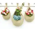 Set of 3 Hanging Teardrop Baskets Crochet Pattern step 2 - assembly progress