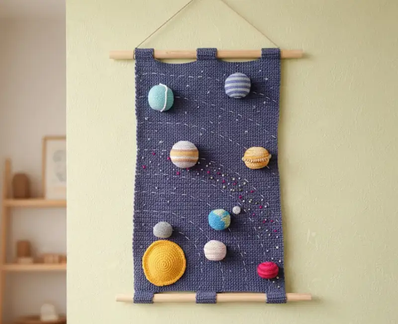 Complimentary Advanced crochet pattern: Solar System Wall Hanging Crochet Pattern - Simple to follow guide
