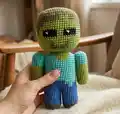 Minecraft Zombie Amigurumi Pattern step 1 - construction progress