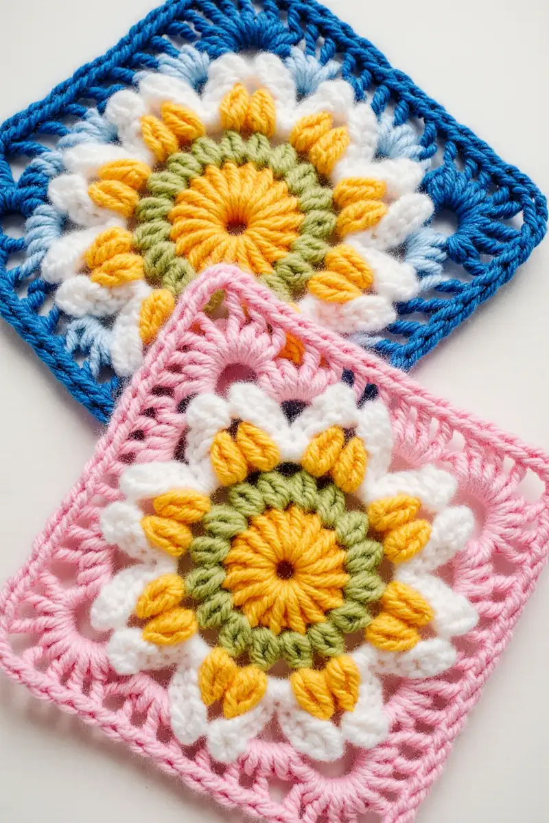 Complimentary Beginner Friendly crochet pattern: Daisy Granny Square Crochet Pattern - Simple to follow guide