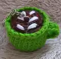 Coffee Cup Keychain Crochet Pattern step 4 - final assembly and finishing