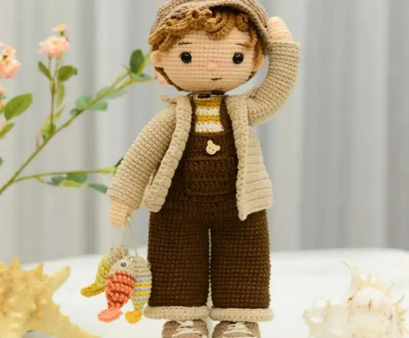 Complimentary Intermediate crochet pattern: Tommy the Fisherman Amigurumi Pattern - Simple to follow guide