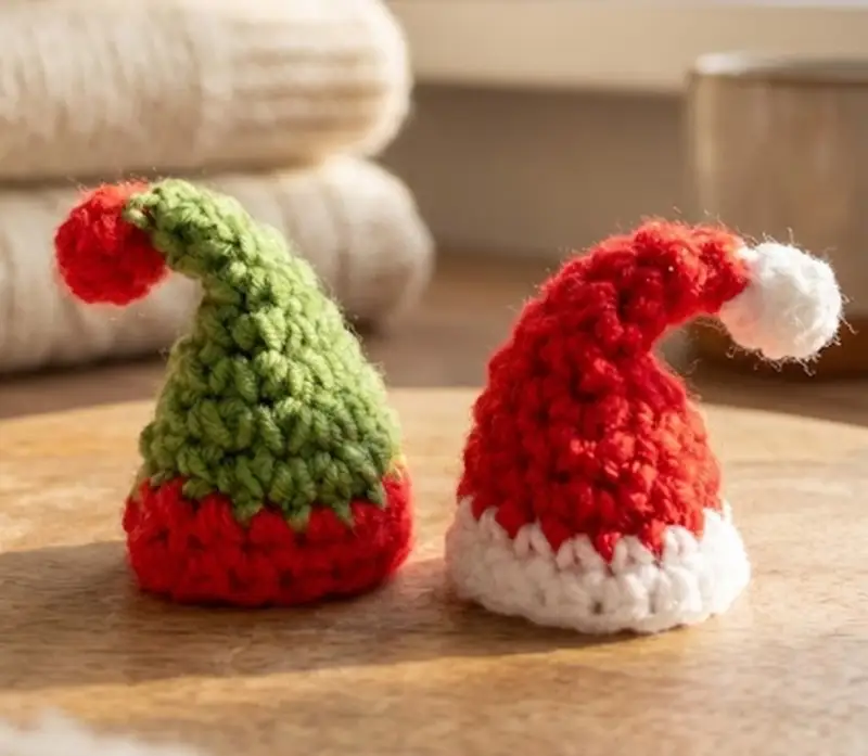 Complimentary Beginner Friendly crochet pattern: Mini Christmas Santa Hat Ornament Crochet Pattern - Simple to follow guide