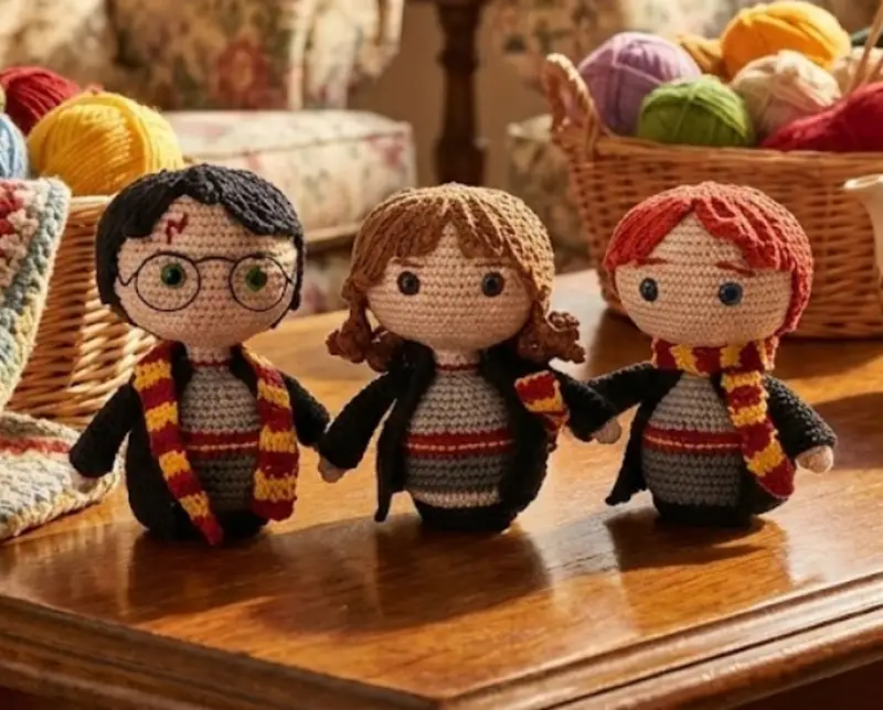Complimentary Intermediate crochet pattern: Mini Trio Harry Potter Amigurumi Pattern - Simple to follow guide